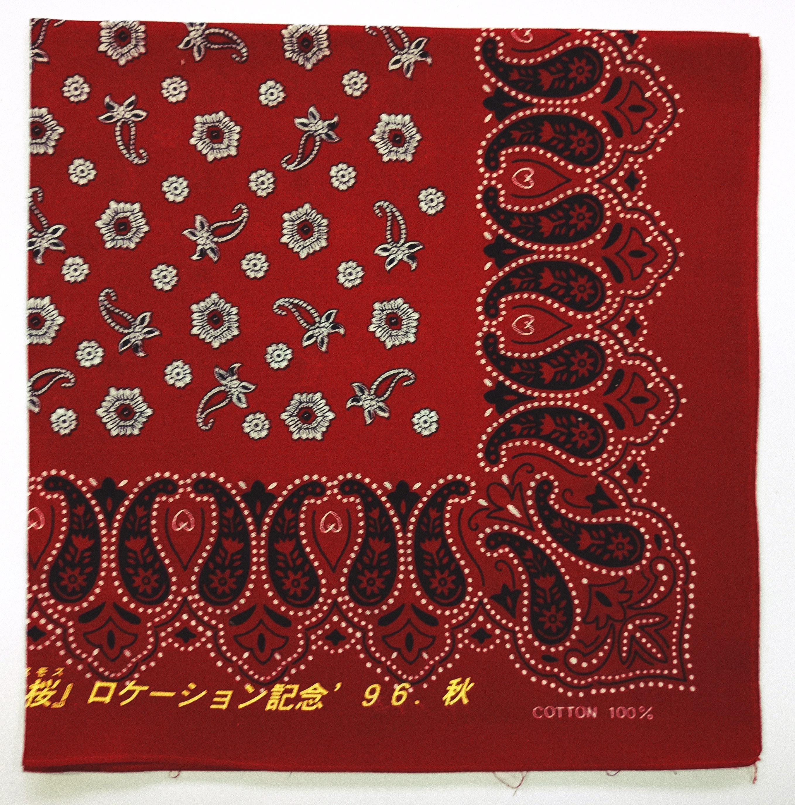 Vintage Red Paisley Floral Bandana, 20.5