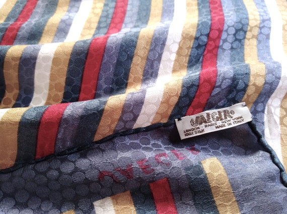 Jaeger Vintage Stripes Woven Silk Scarf, 26"x 26"… - image 4