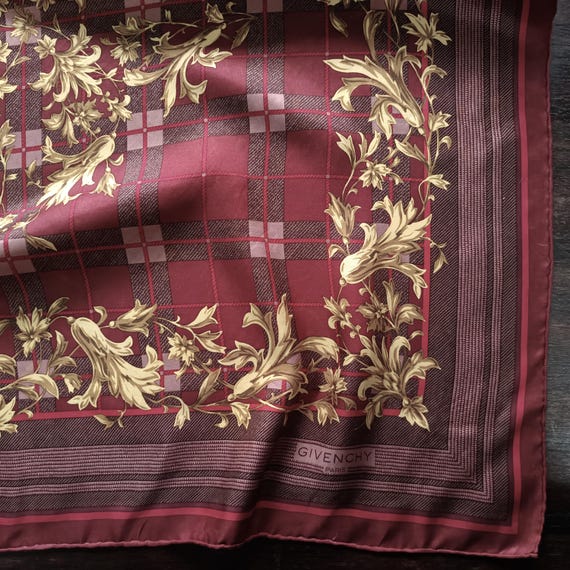 Vintage Givenchy Paris Scarf, Silk, 35 x 35 inches, Hand-rolled, Gifts