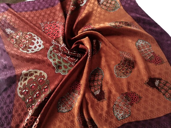 LORIS AZZARO Silk Scarf, Square Scarf, 34" x 34" … - image 9