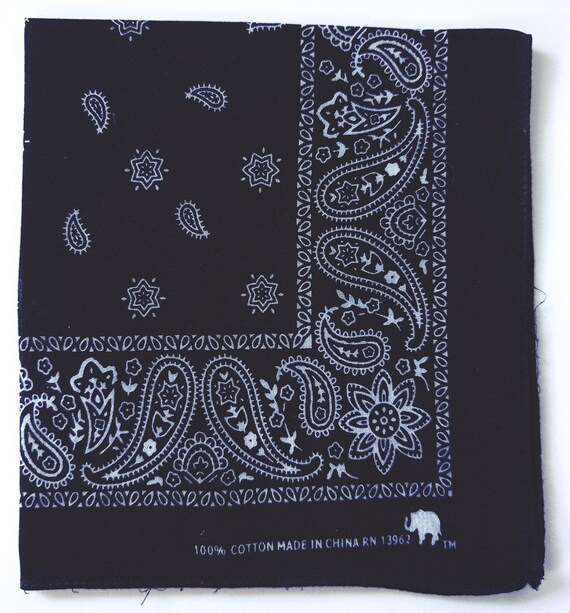 ブルーペイズリーバンダナ、20インチ×20インチ、綿100%、RN 13962