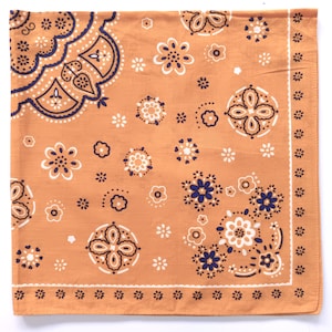 Orange Boho Floral Bandana, 22&quot; x 22&quot; inches, Cotton, Holiday Gifts