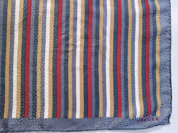 Jaeger Vintage Stripes Woven Silk Scarf, 26"x 26"… - image 6
