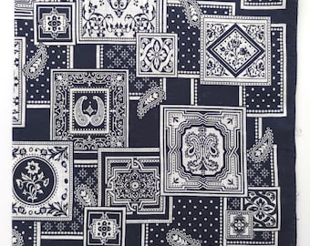 ブルーペイズリーバンダナ、19.5インチ×20インチ、コットン、ホリデー