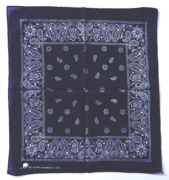 ブルーペイズリーバンダナ、20インチ×20インチ、綿100%、RN 13962