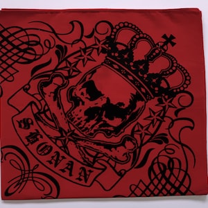 Black and Red Bandana, 18&quot; x 20&quot;inches, Shonan, Cotton, Skull Bandana, Holiday Gifts
