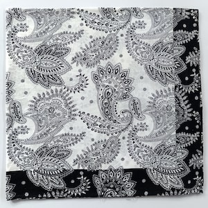 Black Paisley Bandana, 22&quot; x 22&quot; inches, Cotton, Holiday Gifts