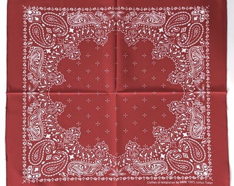Rotes Paisley-Bandana, 20,5" x 19" Zoll, Baumwolle, Tokio, Weihnachtsgeschenke