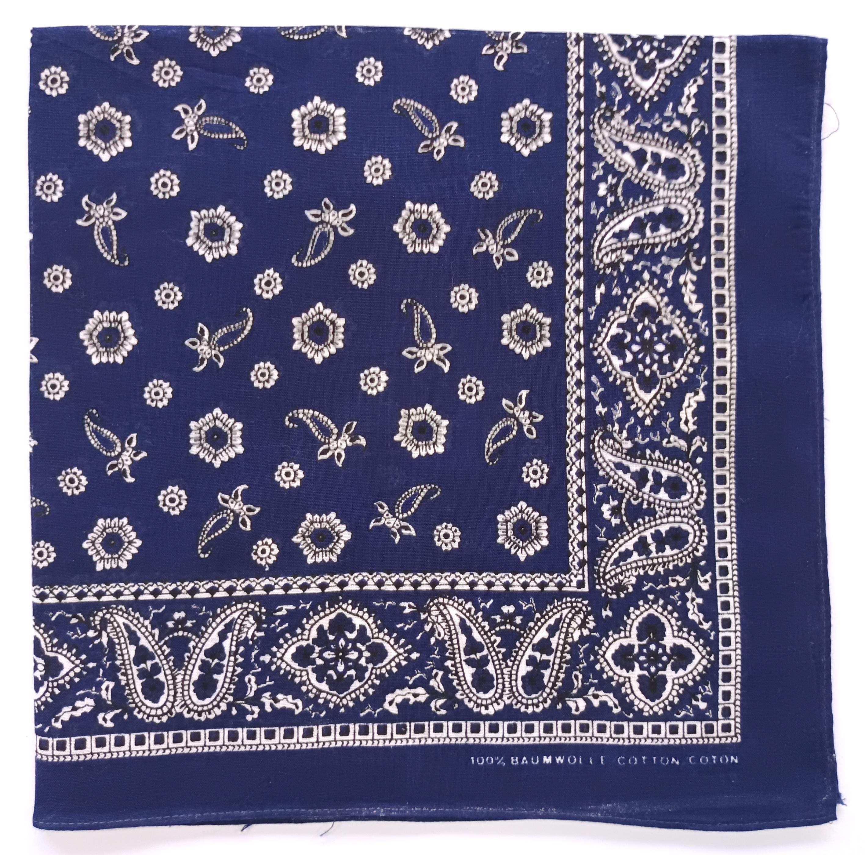 Blue Floral Paisley Bandana, 20.5 X 20 Inches, Vintage Cotton - Etsy