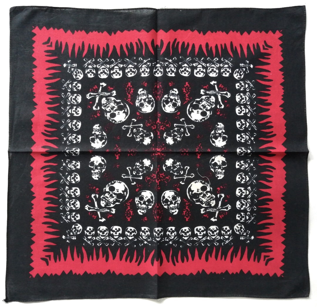 Black Skull Bandana 21 X 21 Inches Cotton Holiday - Etsy