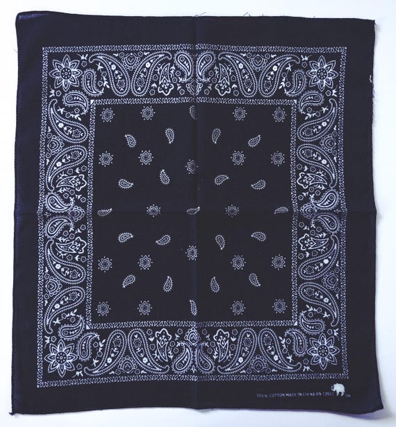 ブルーペイズリーバンダナ、20インチ×20インチ、綿100%、RN 13962
