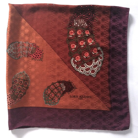 LORIS AZZARO Silk Scarf, Square Scarf, 34" x 34" … - image 2