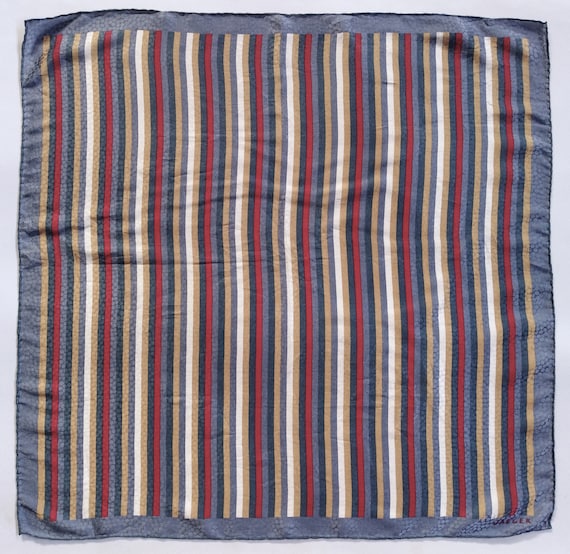 Jaeger Vintage Stripes Woven Silk Scarf, 26"x 26"… - image 3