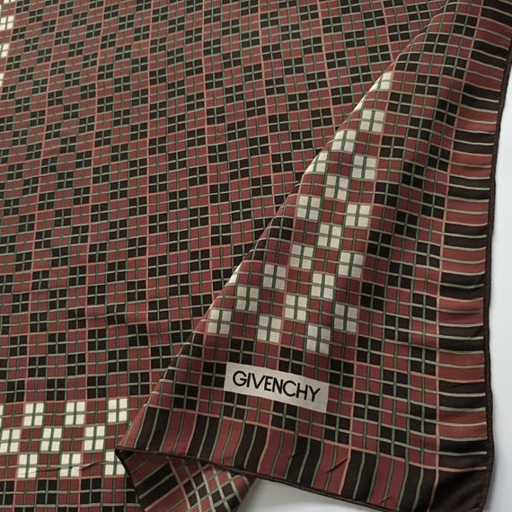 Vintage Givenchy Geometry Scarf, 30 inches, 100% Silk, Holiday Gifts