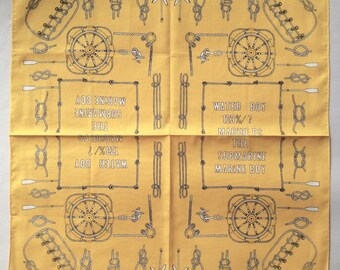 Marine Rope Knots Yellow Bandana, 24" x 24" inches, Accessories Wrap