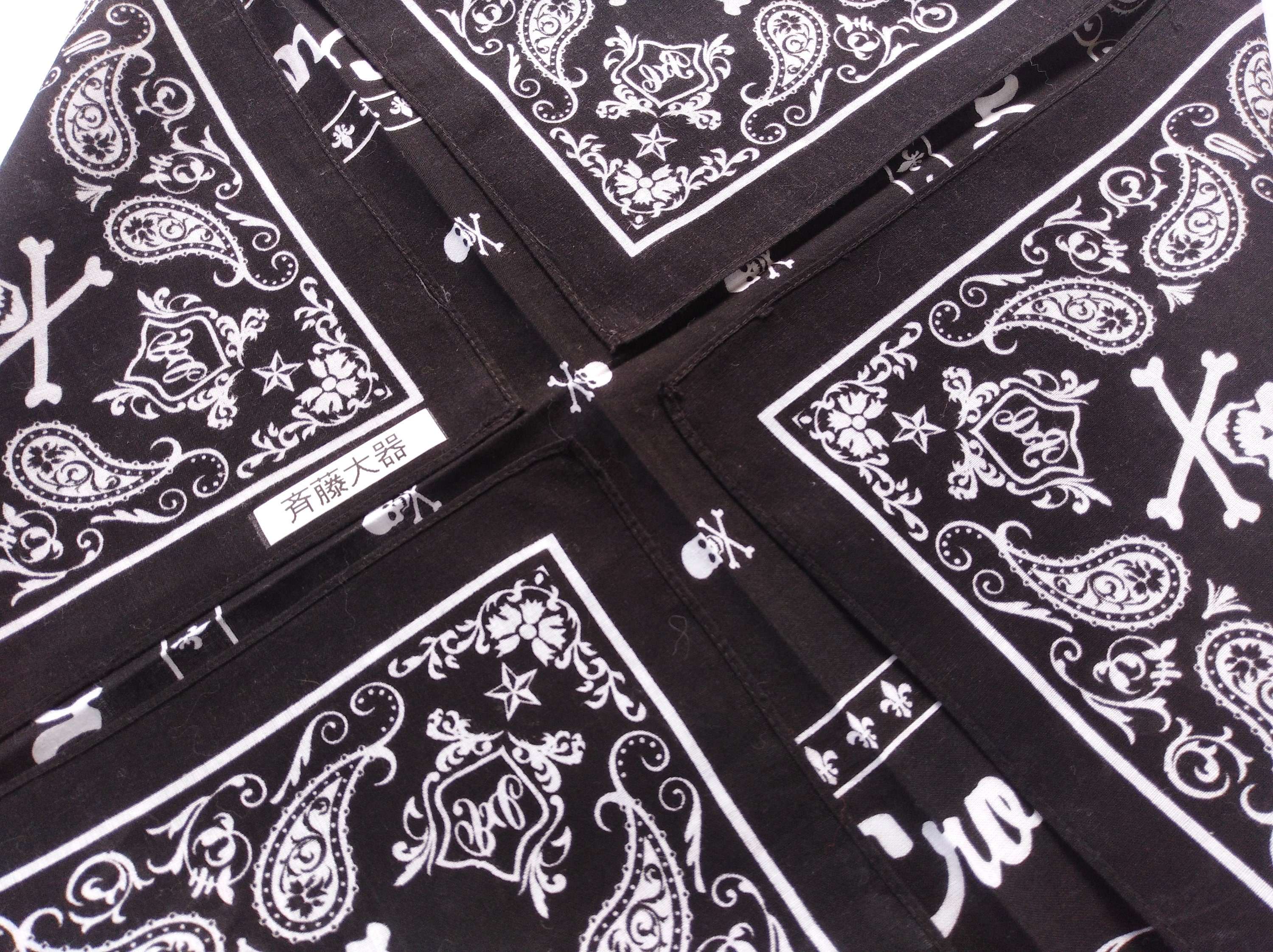 Skull Cross and Paisley Black Bandana 20