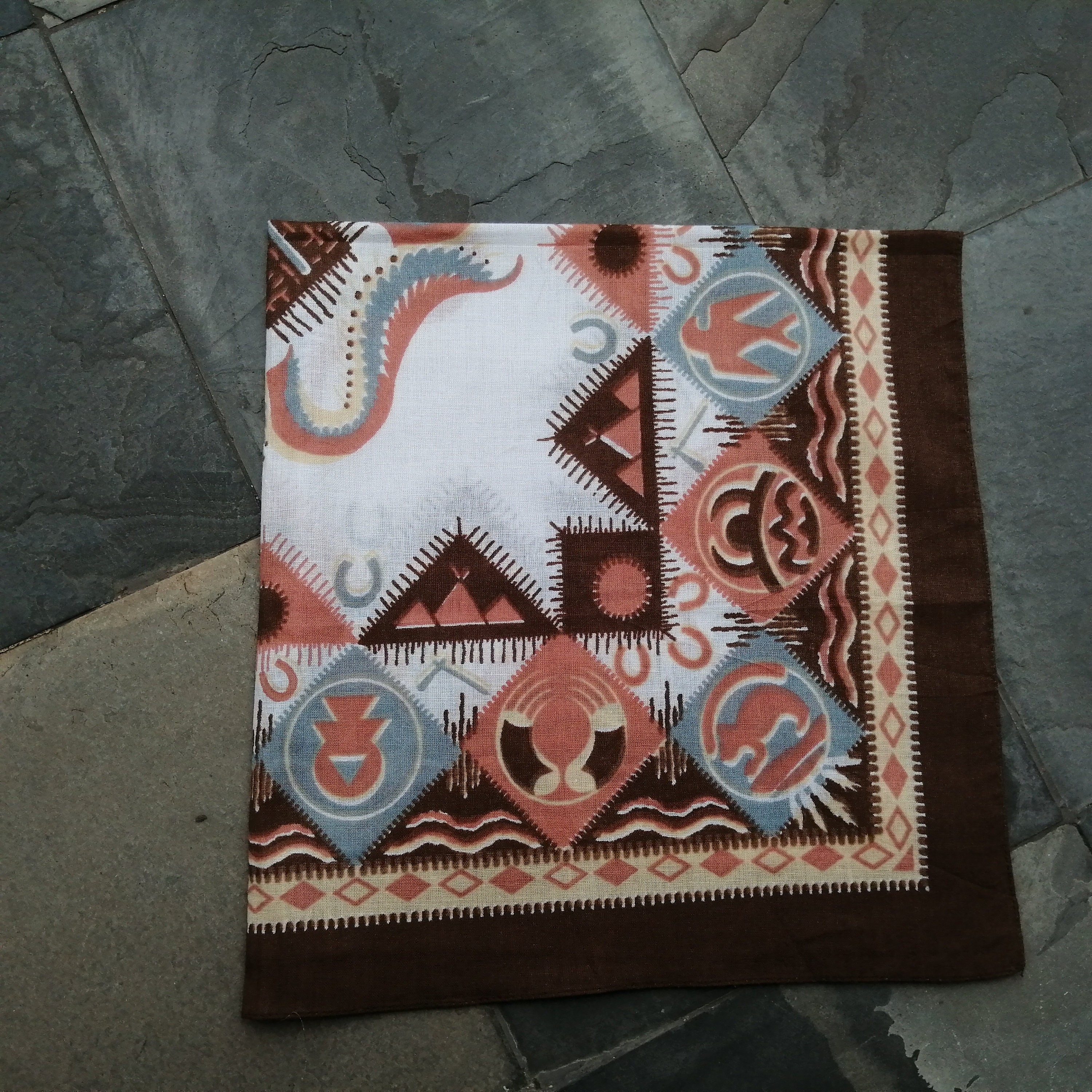 Vintage Native American Indian Bandana 21 x 20 Etsy