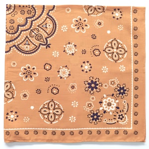Orange Boho Floral Bandana, 22&quot; x 22&quot; inches , Cotton, Holiday Gifts