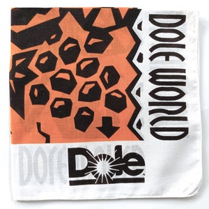Dole Bandana, 20&quot; x 20&quot; inches, Advertisement Bandanna, Welcome to Dole World, Cotton