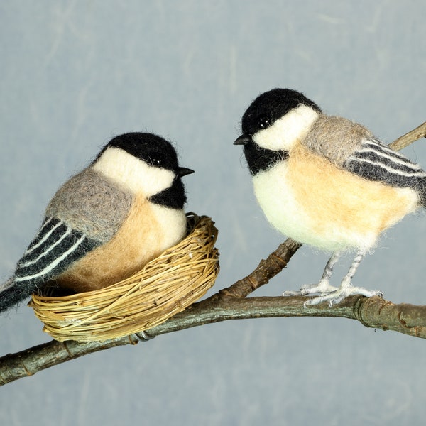 Needle felted chickadee Wool felted chickadee ornament Needle felted bird Wool felted bird ornament Black capped Chickadee Felted animal