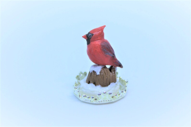 Cardinal Necklace Bird Necklace Cardinal Terrarium Necklace Cardinal Snow Globe Necklace Cardinal Pendant Polymer Clay Cardinal Bird Pendant