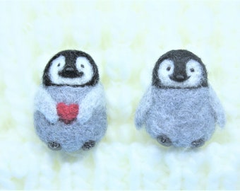 Needle felted penguin brooch Needle felted penguin pin Felted animal brooch Needle felted penguin Penguin with heart pin Animal Pin