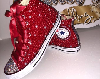 bedazzled high top converse