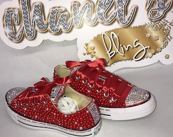 Red bling converse | Etsy