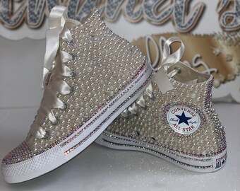 bedazzled high top converse