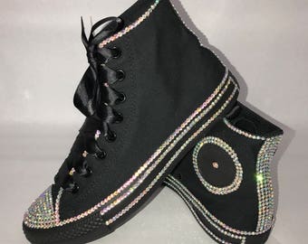 KIDS Black Bling Converse All Star Chuck Taylor Sneakers High Top