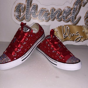 KIDS ALL Red Bling All Star Chuck Taylors Sneakers Low-Top