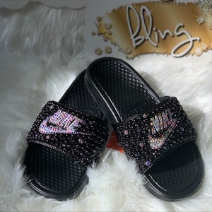 WOMEN'S Bling Nike Benassi Flip Flop Slides