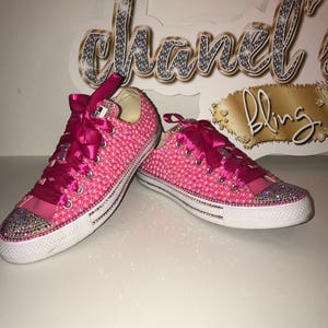 KIDS Love Pink Bling Converse All Star Chuck Taylor Sneakers Low-Top