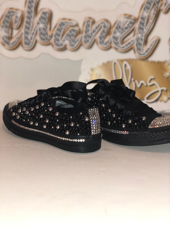 all black bling converse