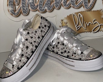 WOMEN'S ALL Black Bling Converse All Star Chuck Taylor - Etsy