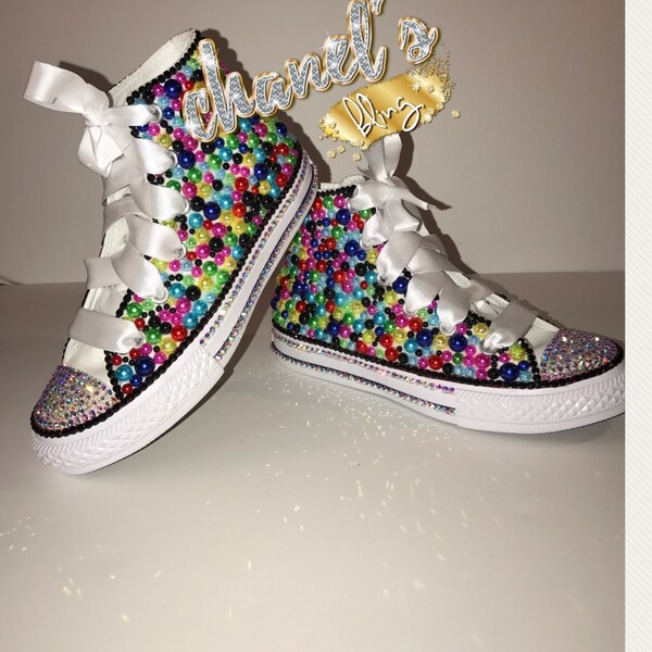 KIDS Colorful Remix Bedazzle Bling Converse All Star Chuck Taylor Sneakers