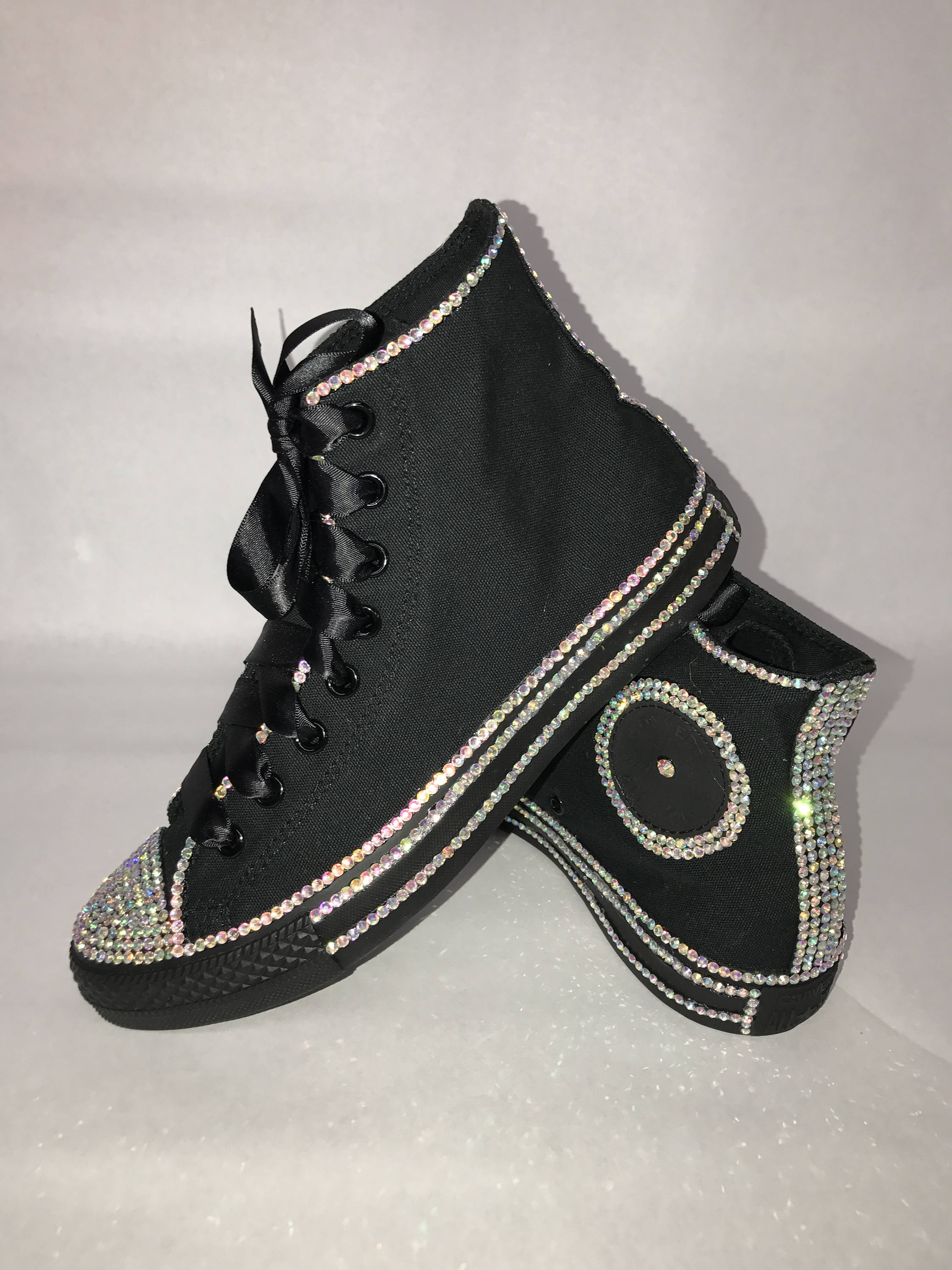 black sparkly converse