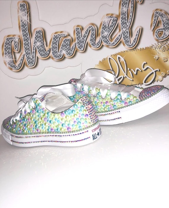 Zapatillas Converse iridiscentes con brillo en verde azulado y