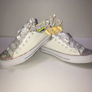 WOMEN&#39;S White Bling Converse All Star Chuck Taylor Sneakers Low-Top