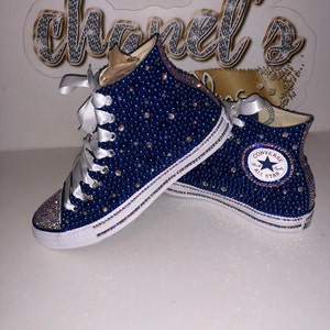 KIDS Blue Bling Converse All Star Chuck Taylor Sneakers High-Top