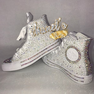 White Glam Bling Converse All Star Chuck Taylor Sneakers High-Top