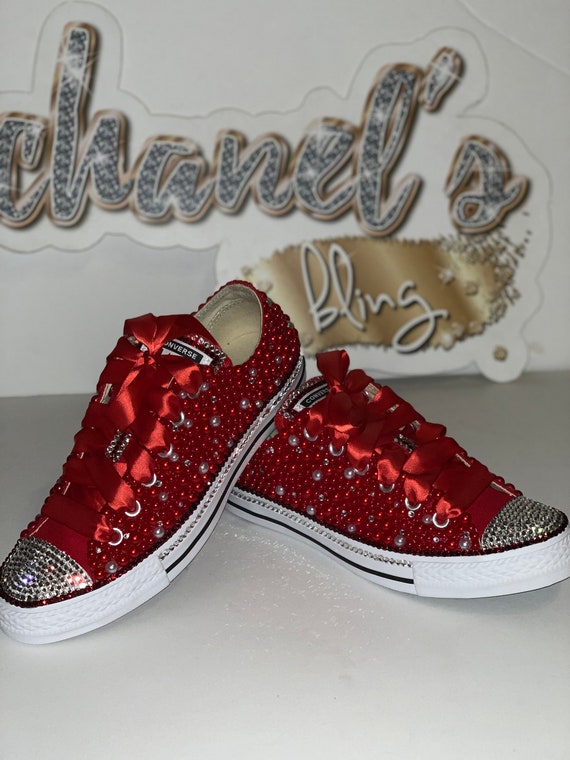 Kids Red/White/Clear Rhinestone Bling 