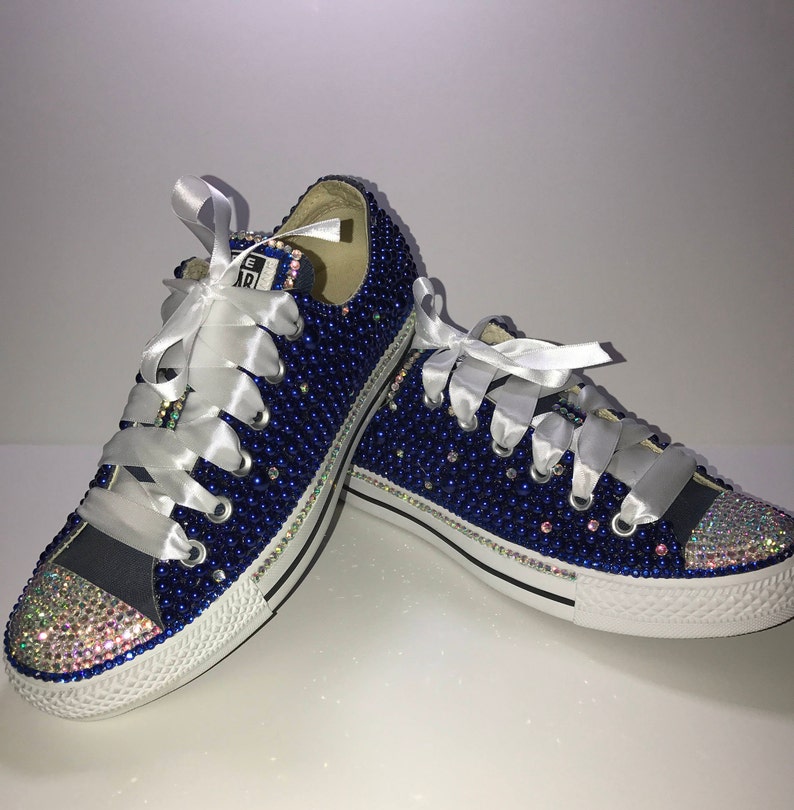 KIDS Blue Bling Converse All Star Chuck Taylor Sneakers Etsy