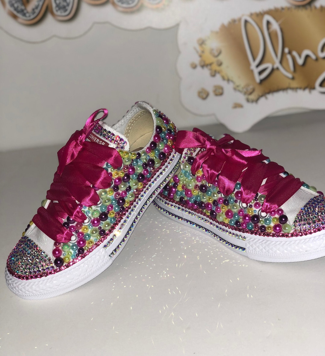 Buy WOMEN Pink/colorful Bling Converse All Star Chuck Taylor Sneakers  Low-top Online in India