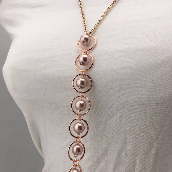 pearl necklace, necklace, rose gold necklace,