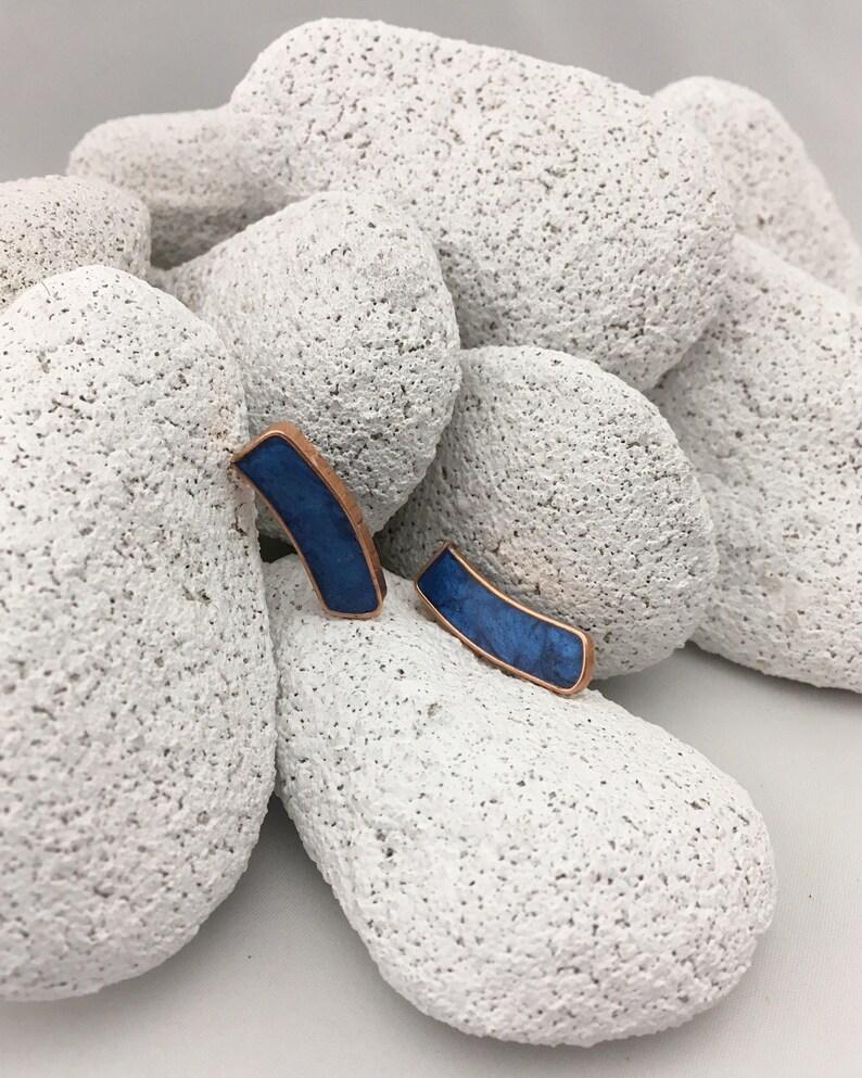 ear crawler ear pin blue ear pin royal blue ear limbers earpins ear climber rose gold, Rose Gold ear Climbers royal blue earring