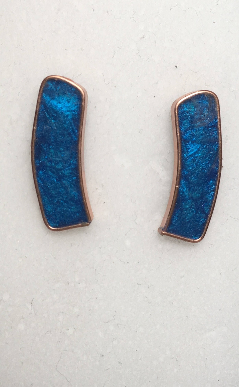 ear crawler ear pin blue ear pin royal blue ear limbers earpins ear climber rose gold, Rose Gold ear Climbers royal blue earring