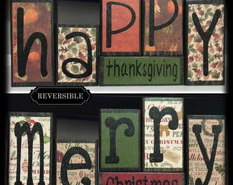 reversible blocks thanksgiving decor christmas decoration holiday mantel decor mantle decoration winter mantel decor bookshelf decor - Etsy Christmas Decorations reversible blocks thanksgiving decor christmas decoration holiday mantel decor mantle decoration winter mantel decor bookshelf decor - Etsy Christmas Decorations