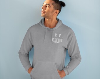 Delinquent Dad Club Hoodie, Edgy Streetwear Hoodie, Graphic Pullover, Trendy Unisex Hoodie, Urban Street Style, Oversized Statement Hoodie.
