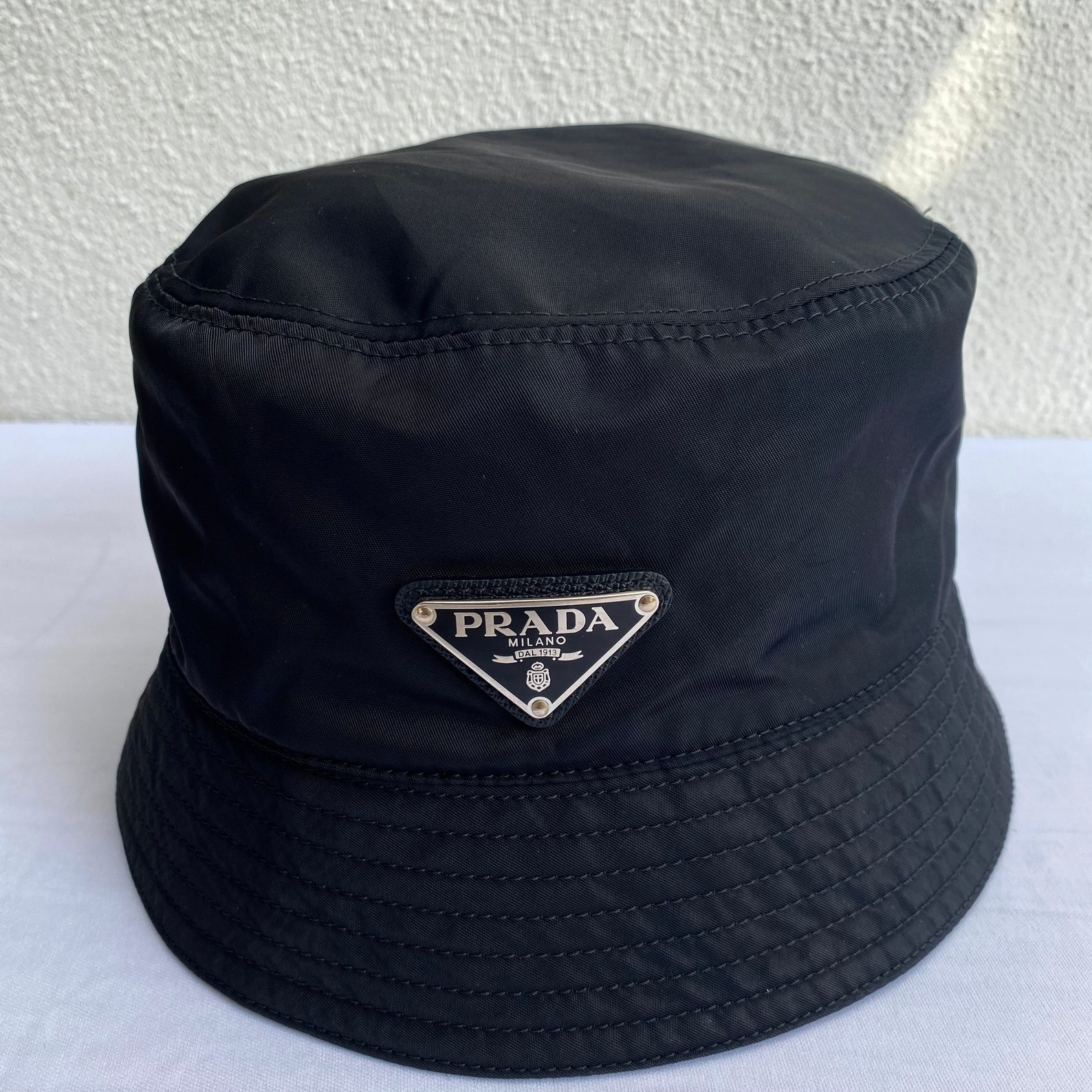 Authentic PRADA NYLON Brand Bucket Hat Black ITALY | Etsy